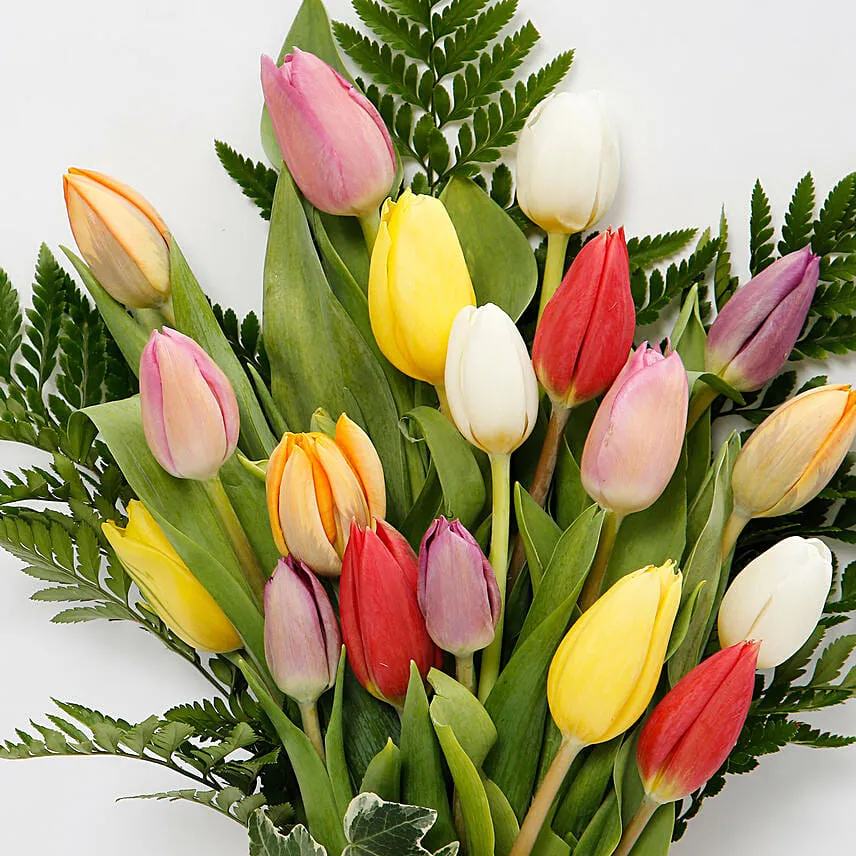 Jute Wrapped 20 Tulips Bouquet