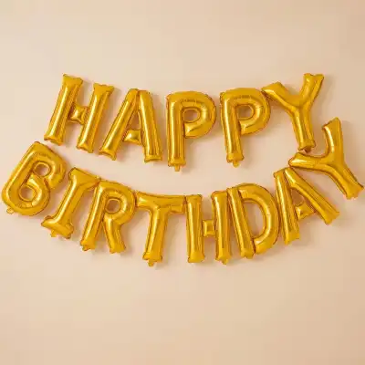 Golden Alphabet Happy Birthday Balloon Set - Perfect Party Decoration