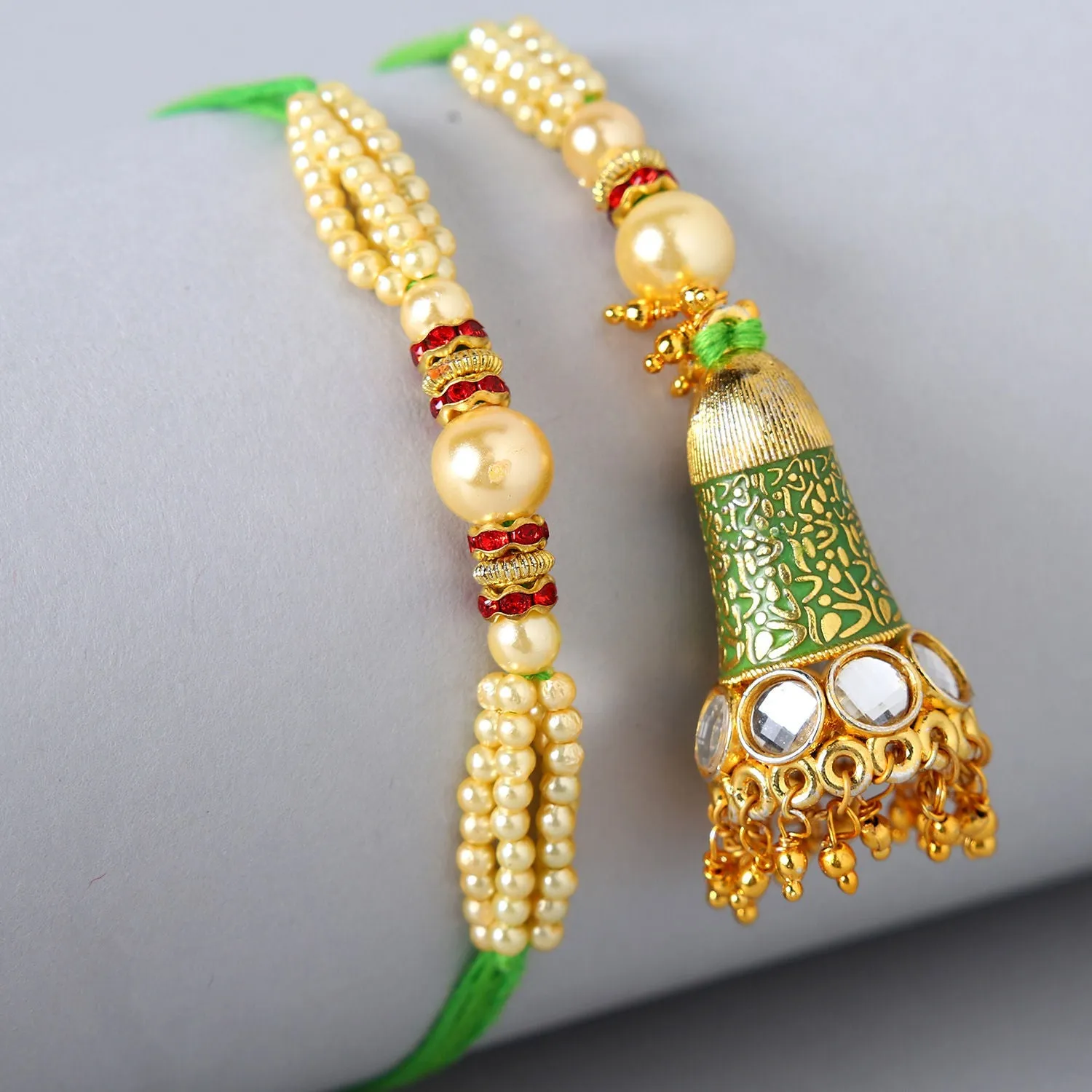 Green Pearl And Lumba Rakhi