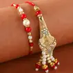 Luxurious Fancy Lumba Rakhi Set with 16 Ferrero Rocher Chocolates