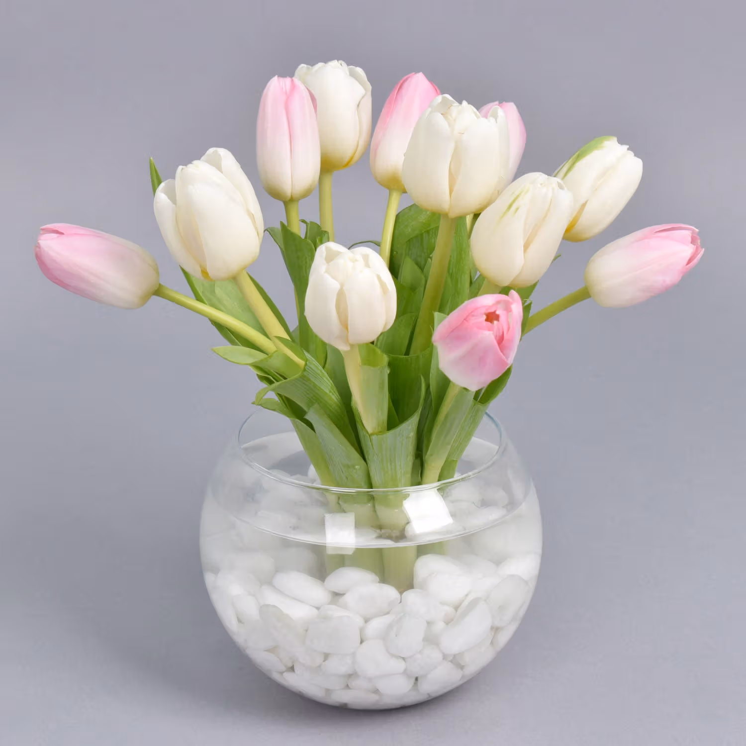 Elegant Arrangement of 10 Tulips in a Stylish Fish Bowl