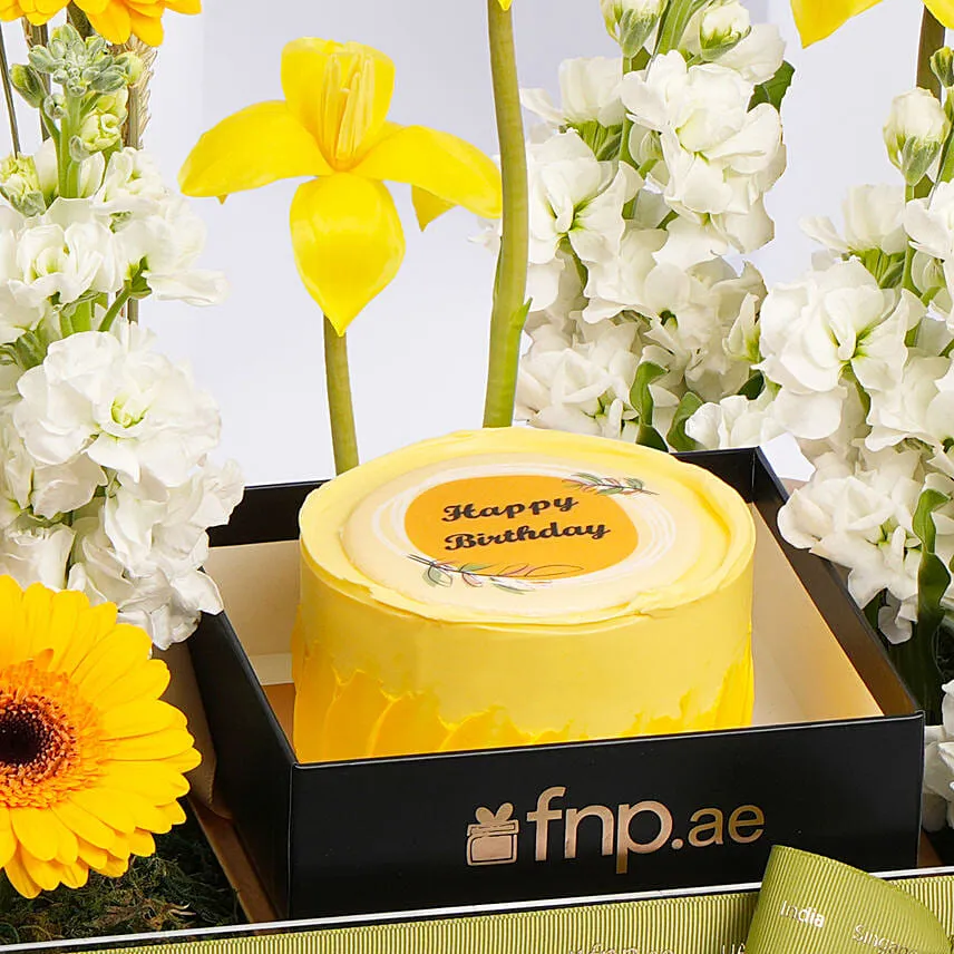 Celebration With Flowers and Cake