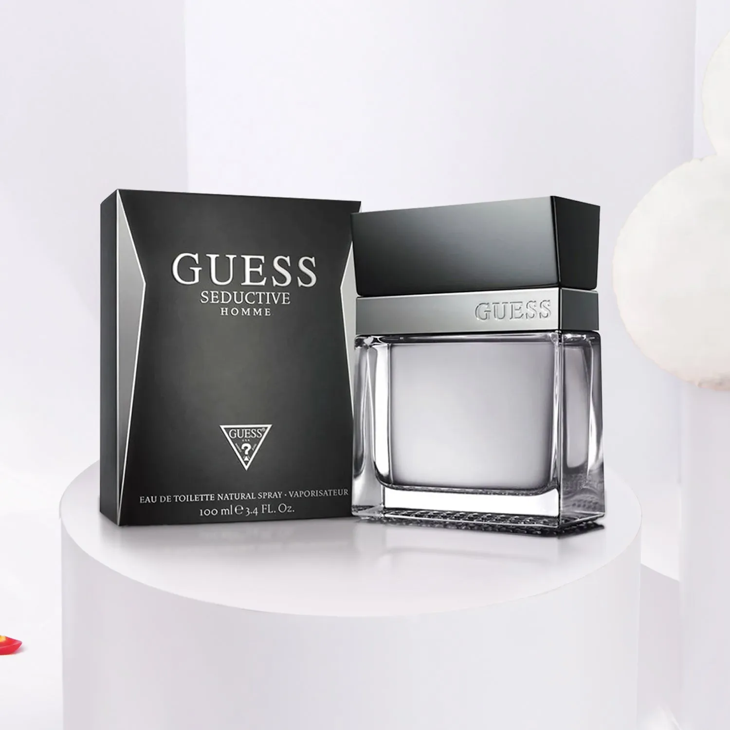 Gift Set: White Teddy Bear with Guess Seductive EDT for Men 100 ml