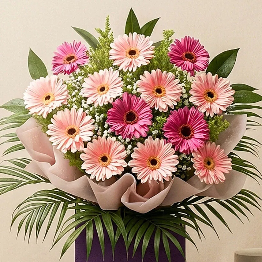 Light N Dark Pink Gerberas Flower Stand