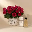 Elegant 18 Dark Pink Roses with YSL Libre Perfume Gift Set