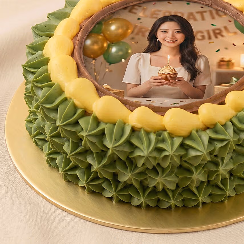 Chocolate Musang King Durian Photo Cake