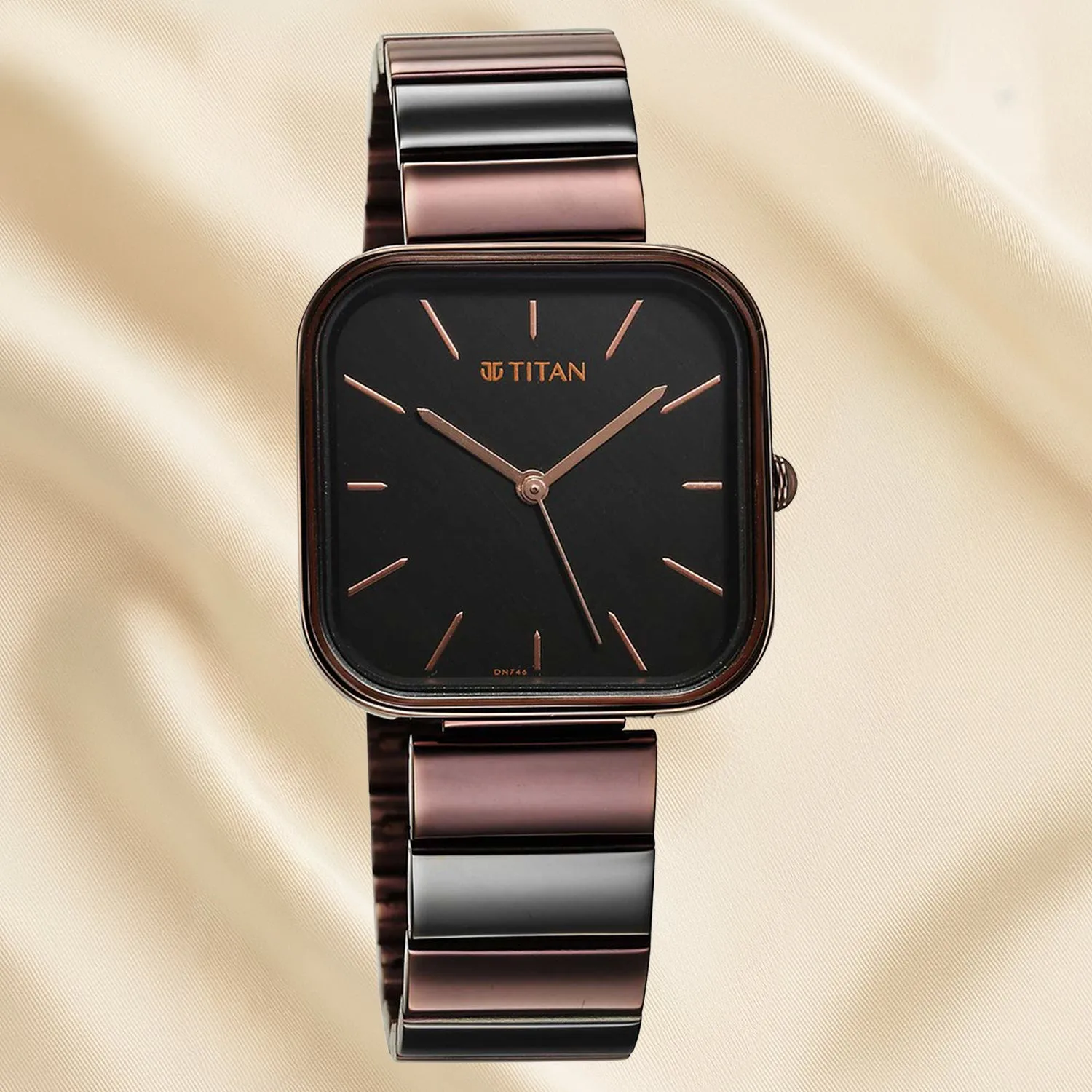 Titan Women's Purple Stackables Quartz Analog Watch with Black Square Dial and Two-Toned Stainless Steel Bracelet