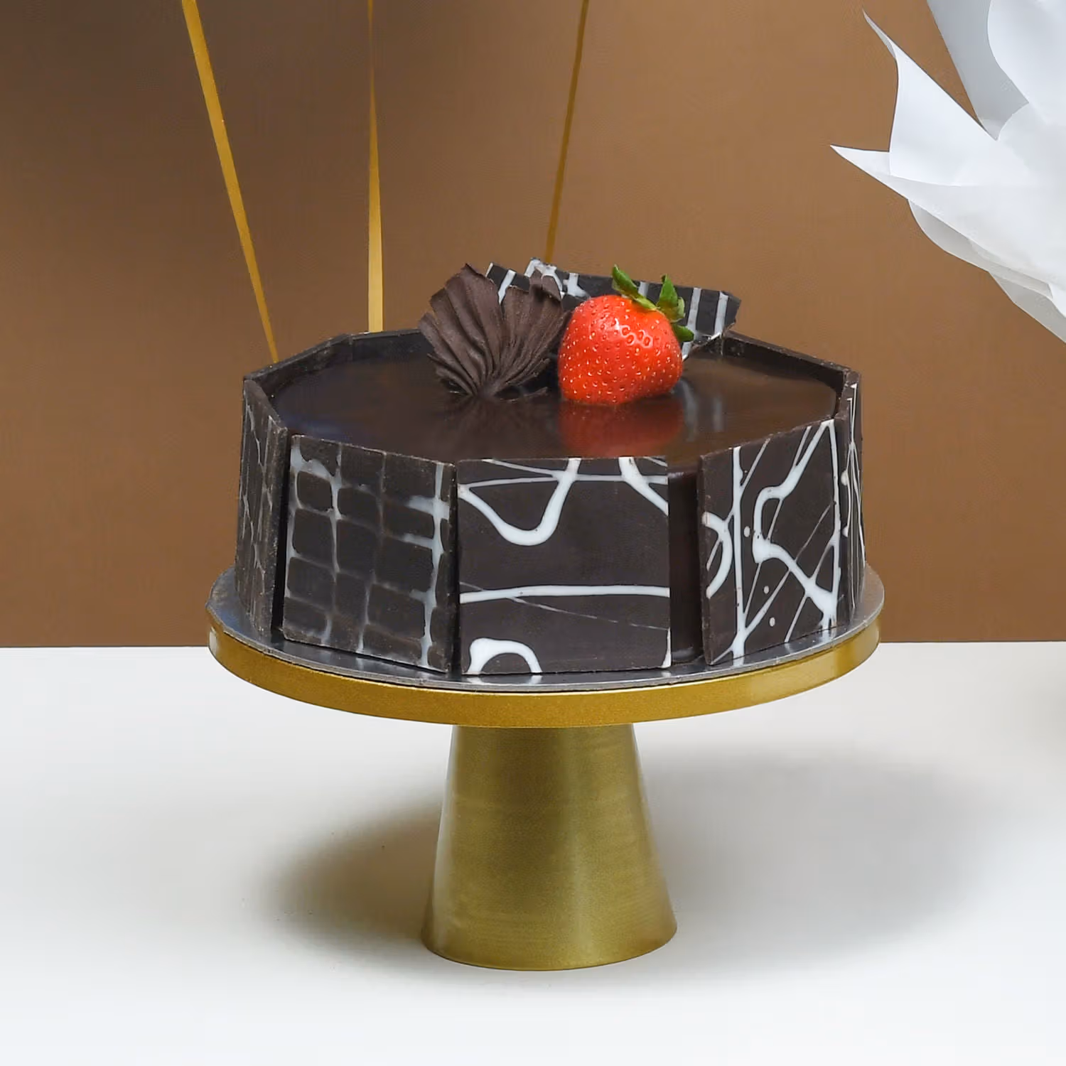 Celebrate in Style: Enchanted Purple Roses and Decadent Chocolate Cake Gift Set