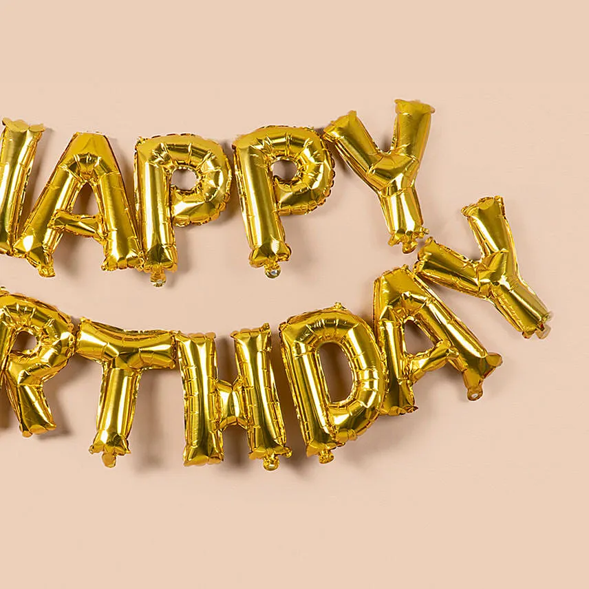 Happy Birthday Alphabet Golden Balloon Set