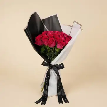 Luxurious Dark Pink Rose Bouquet with Burberry London Perfume for Her