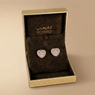 Omnia Signature Heart Earrings in 18K Rose Gold with Diamonds