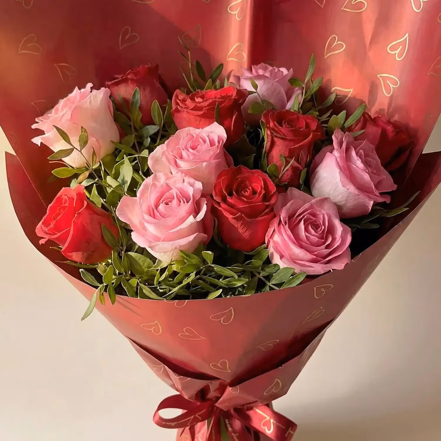 Romantic Blossom: Pink and Red Rose - Bouquet