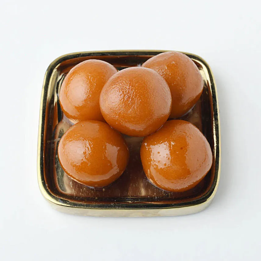 Designer Stone Rakhi with Gulab Jamun