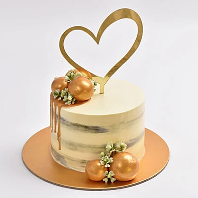 Infinite Love Chocolate Cake with Elegant Gold Accents