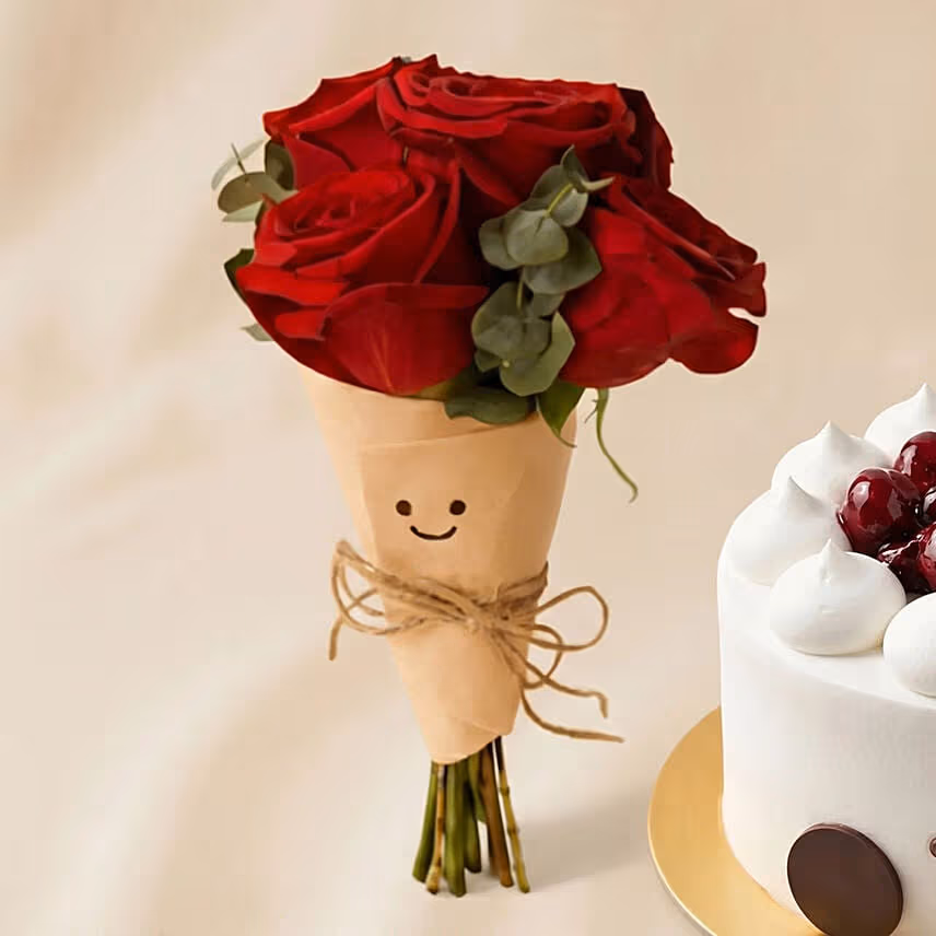Smiley Mini Jelly Cat Bouquet and Cake