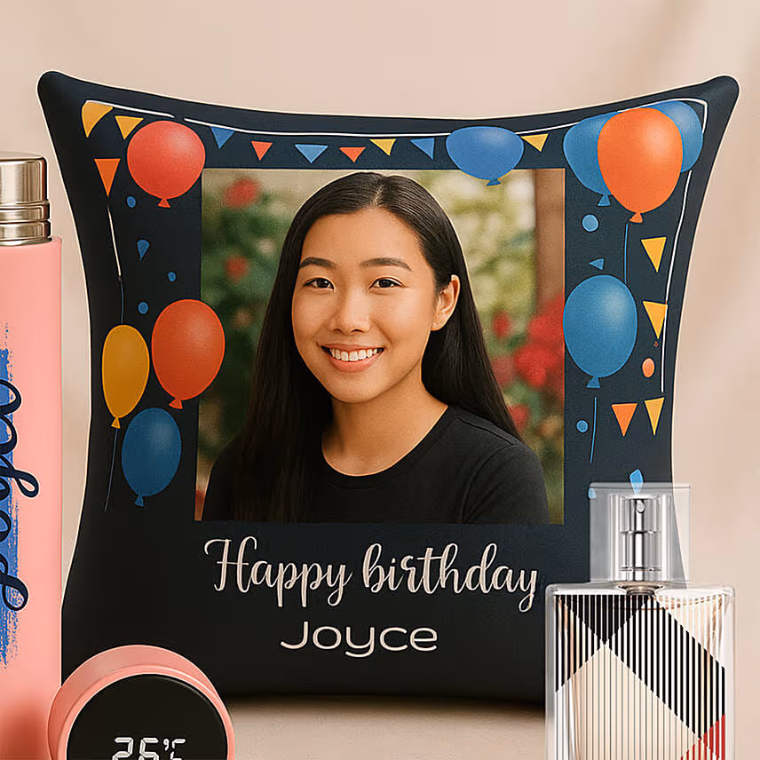 Personalised Cushion and Bottle with Perfume