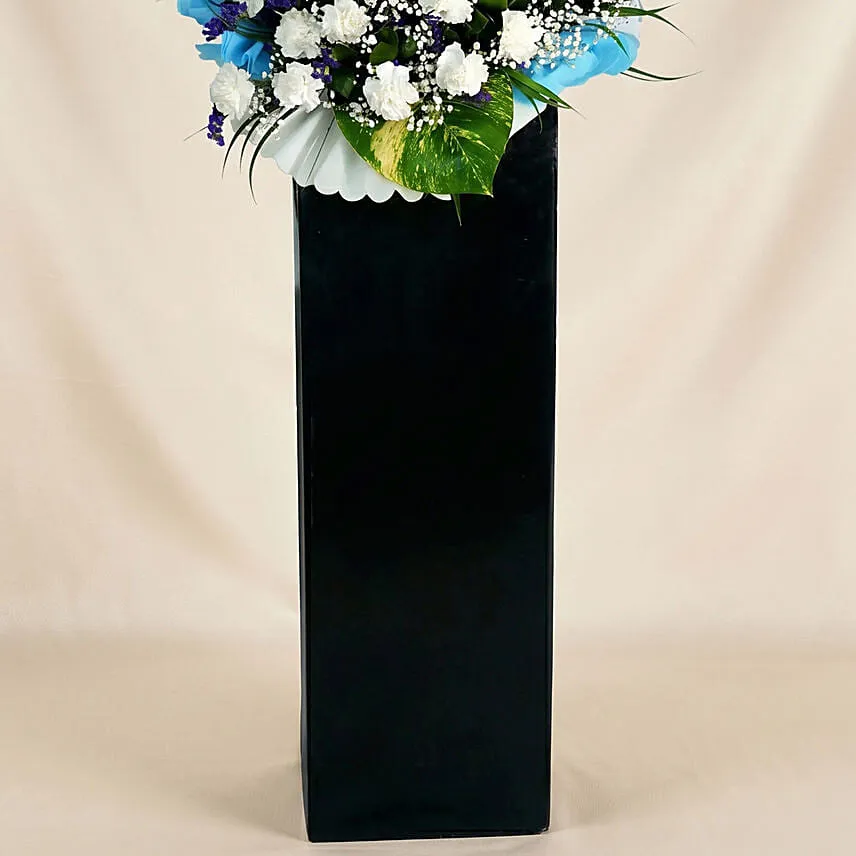 Blessed Soul Condolence Mixed Flowers Black Stand