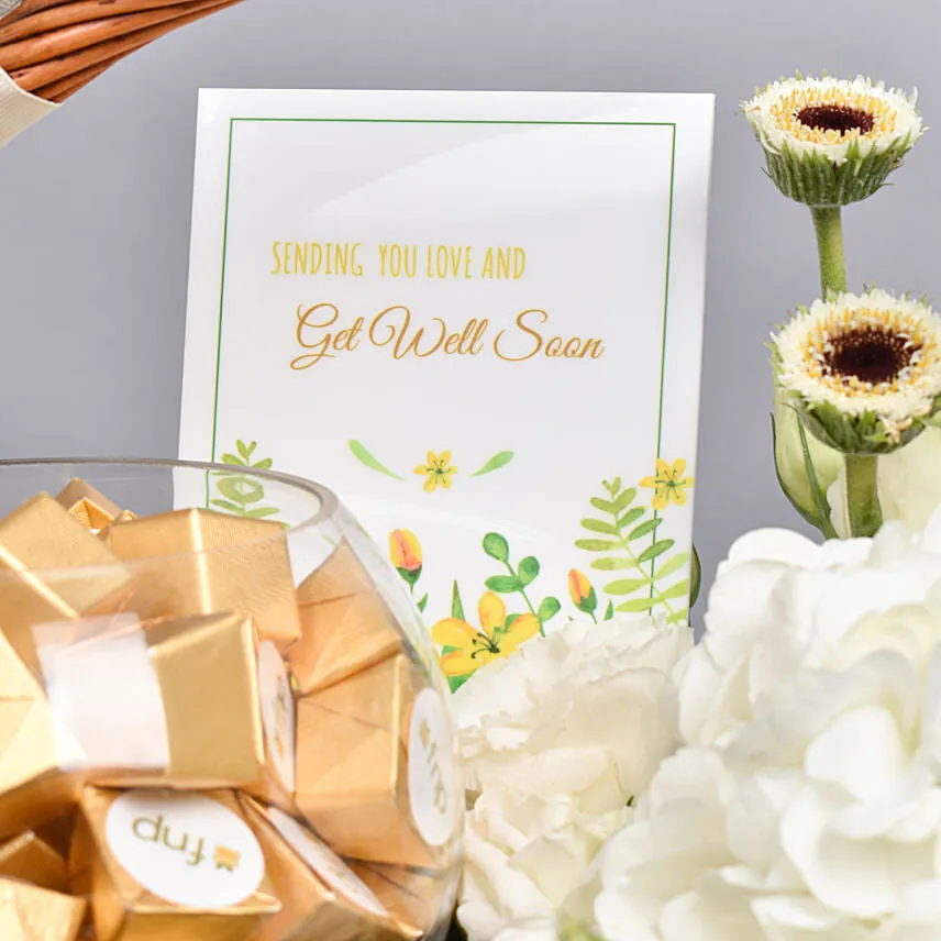 Get Well Soon Basket of Flowers and Chocolates