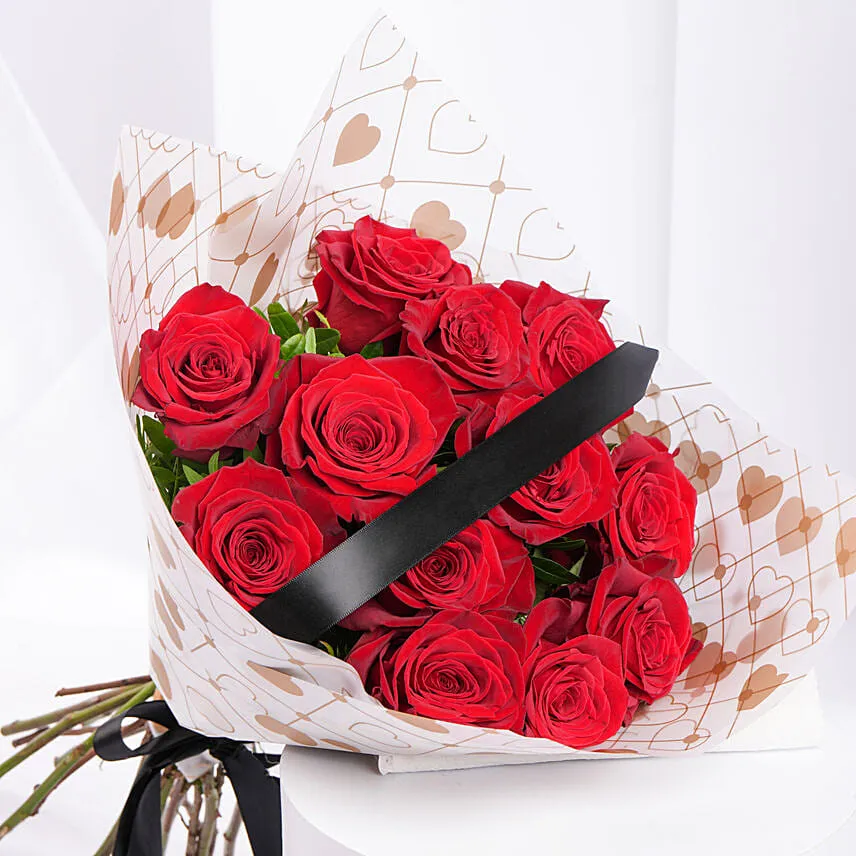 12 Red Roses Valentines Bouquet