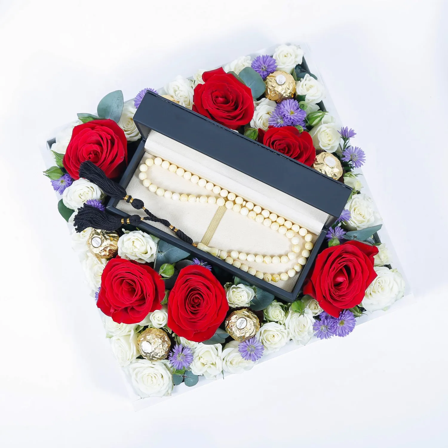 Luxury Musbah - White & Yellow - Medium Edition - Elegance Floral Box