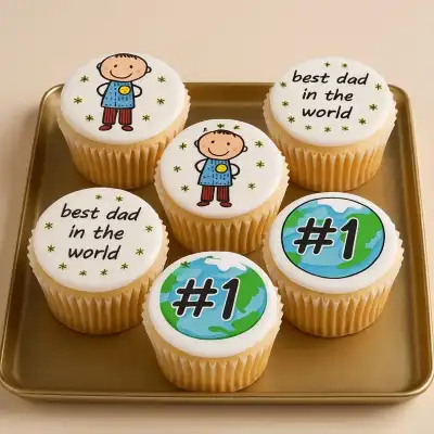 Celebrate Dad with #1 Vanilla Cupcakes - 6 Pieces