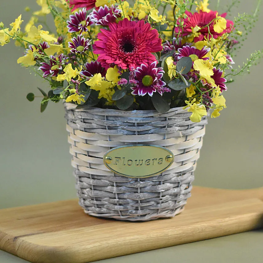 Happy Flowers Willow Basket