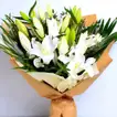 Elegant White Lily Bouquet with Areca and Eucalyptus Leaves