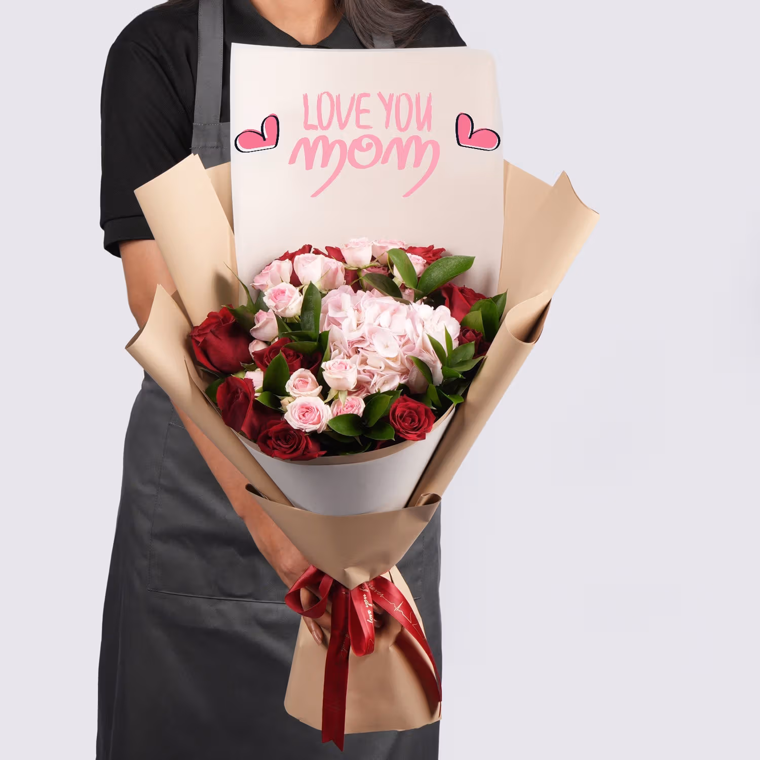 Heartfelt Mother's Day Flower Bouquet with Roses and Hydrangea