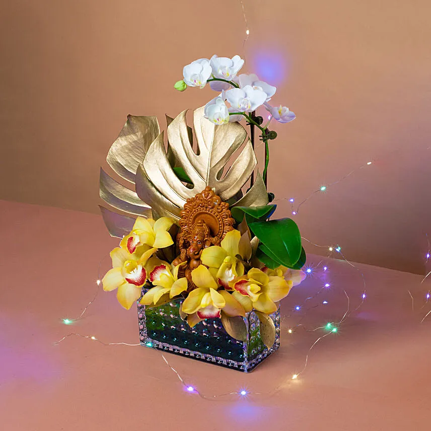 Festive Vibe Floral Vase N Ganesha Idol Combo