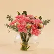 Elegant Pink Carnation Bouquet with Ferrero Rocher in Glass Vase
