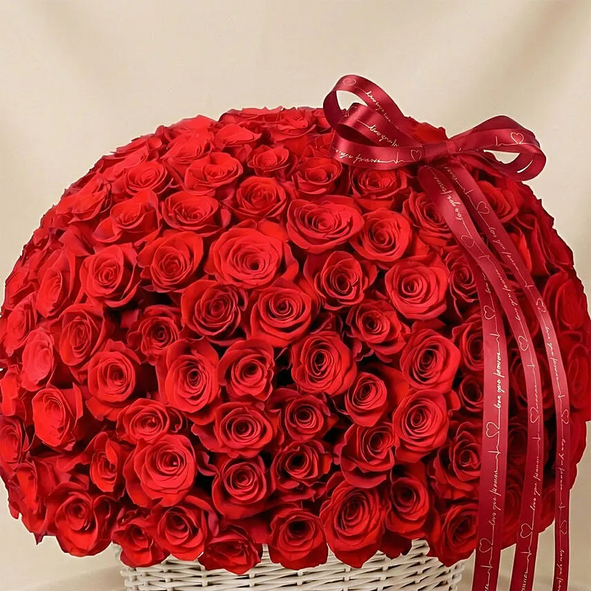 199 Red Roses Basket For Valentines