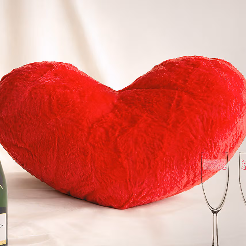 Moet Wine, Glasses and Heart of Love Plushy For Valentines