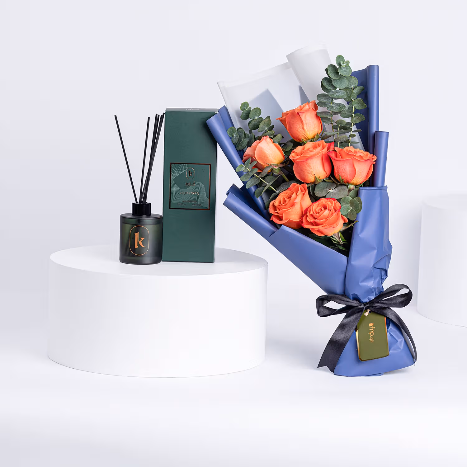 Exquisite Orange Roses Bouquet with The Opal Reed Diffuse - Opal Reed Diffuser