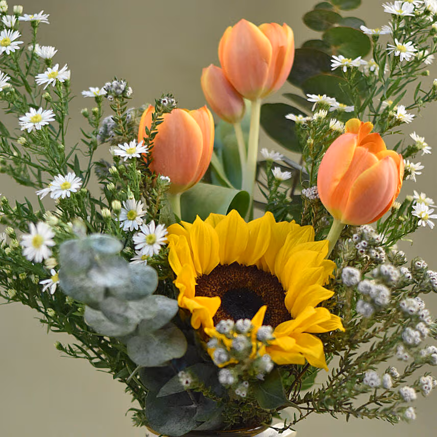 Delightful Mixed Flowers Vase