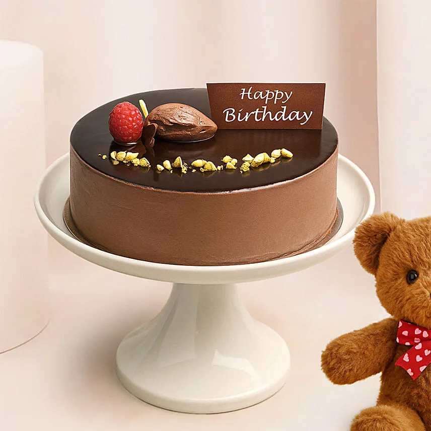 Appetizing Birthday Cake with Teddy Bear