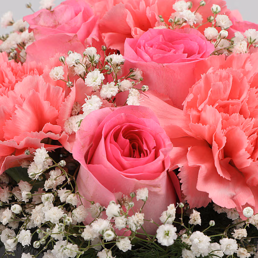 Pink Roses And Carnations In Love You Sticker Vase