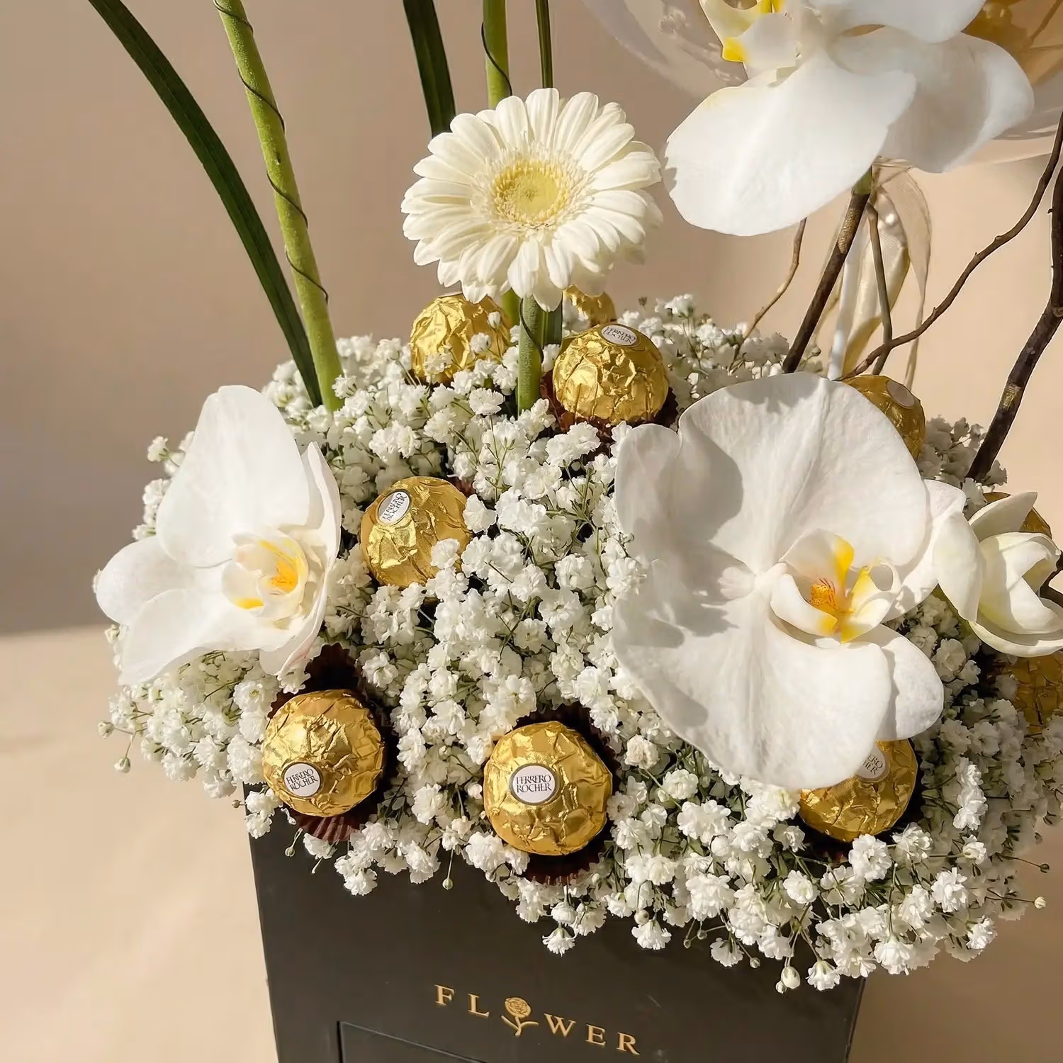 Luxurious Congratulations Floral Box with Chocolates and Balloons