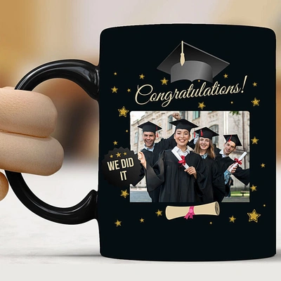 Congratulations Black Personalised Mug