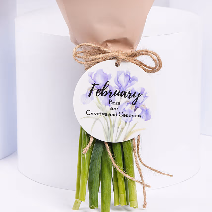 February Birthday Iris Flowers Bouquet