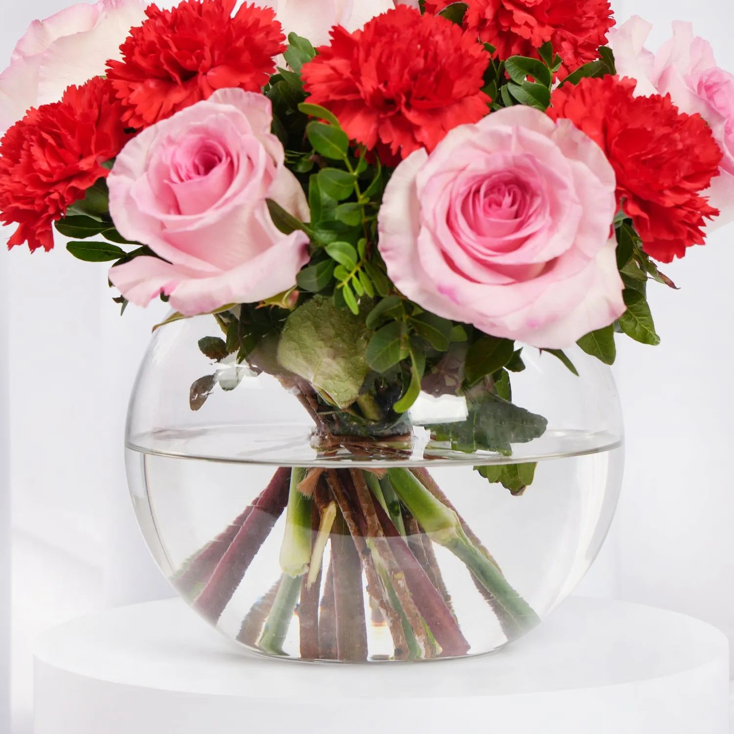Romantic Valentine Combo: Elegant Flower Bowl with Heart Balloon