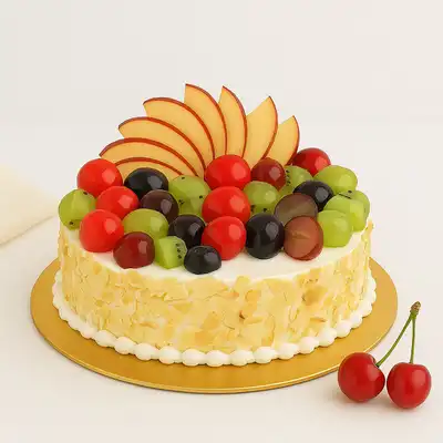 Delightful Vanilla Fruit Cascade Cake - A Symphony of Flavors