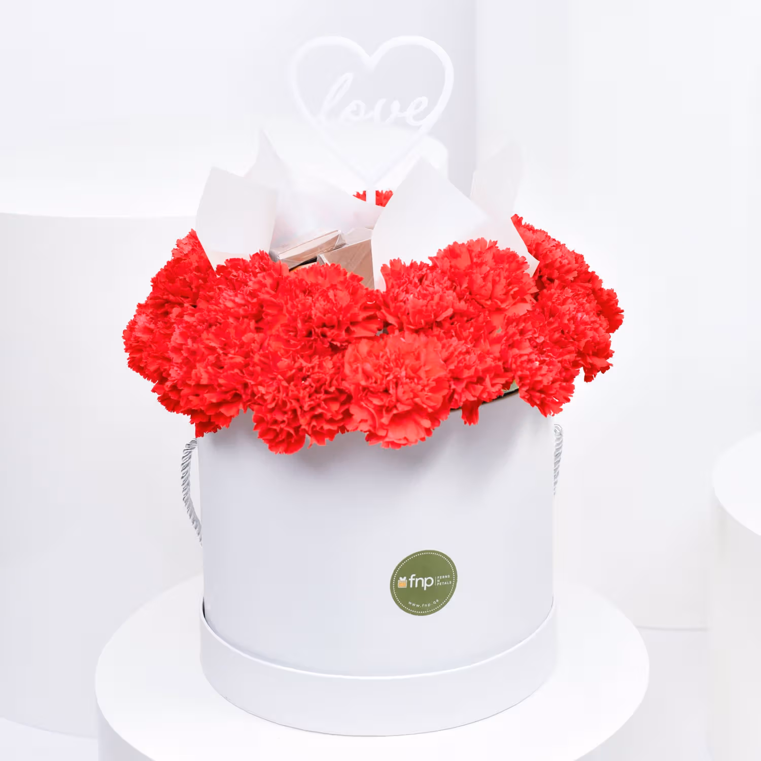 Elegant Red Carnation and Chocolate Love Box