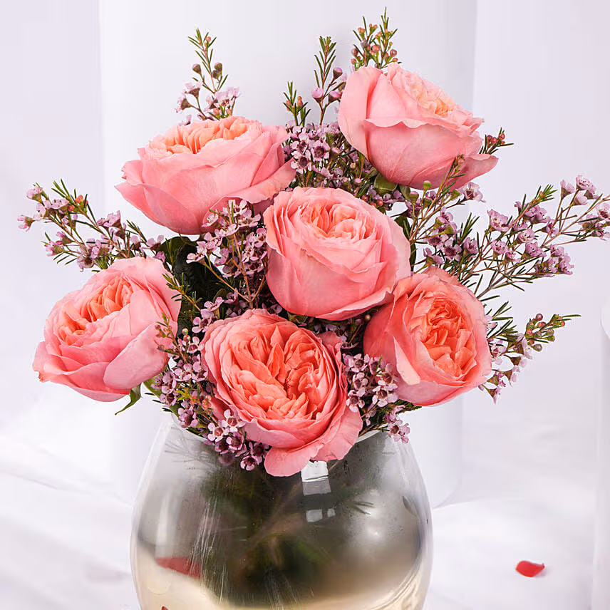 Valentines Pink Charm in Gold Vase