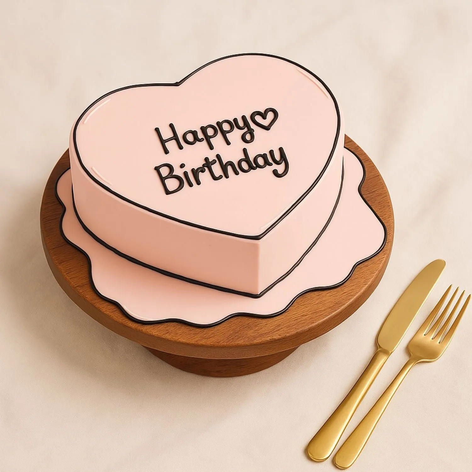 Heart-shaped Pink Birthday Cake - 1 Kg