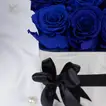 Elegant Blue Forever Roses in Luxurious Silver Vase