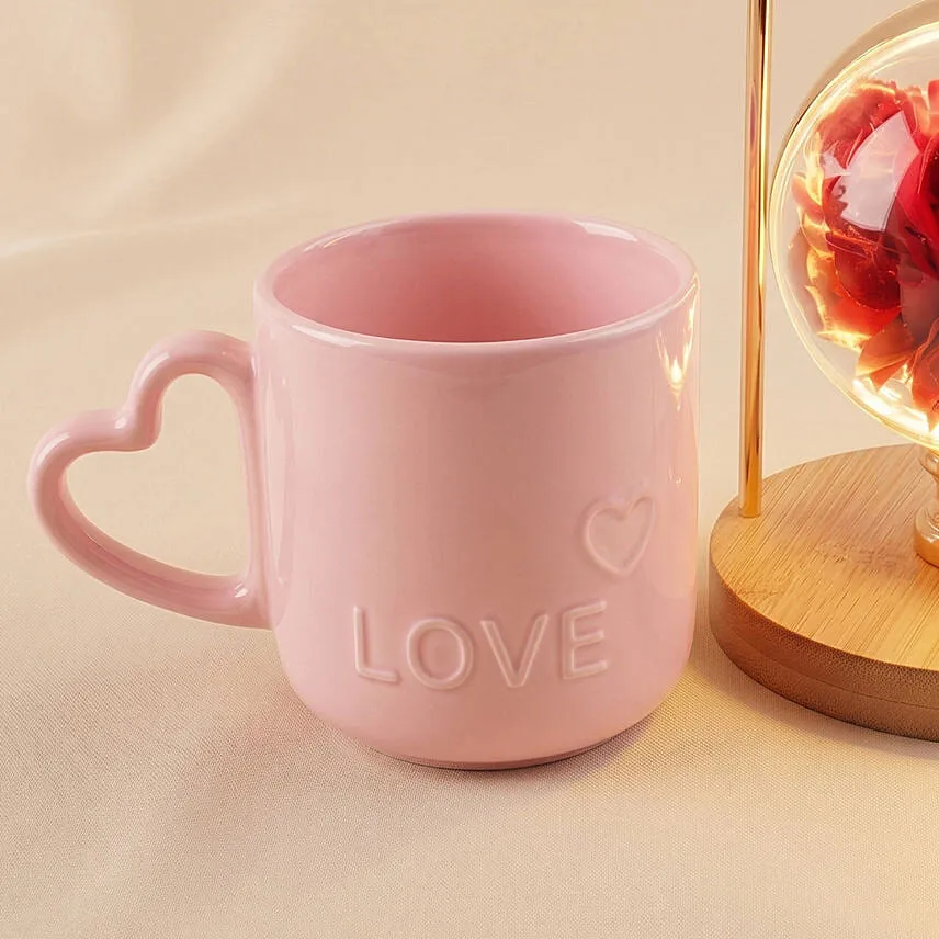 Enchanting Red Rose LED Lamp & Mug Gift Set