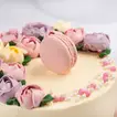 Elegant Flower and Macaroon Chocolate Cake