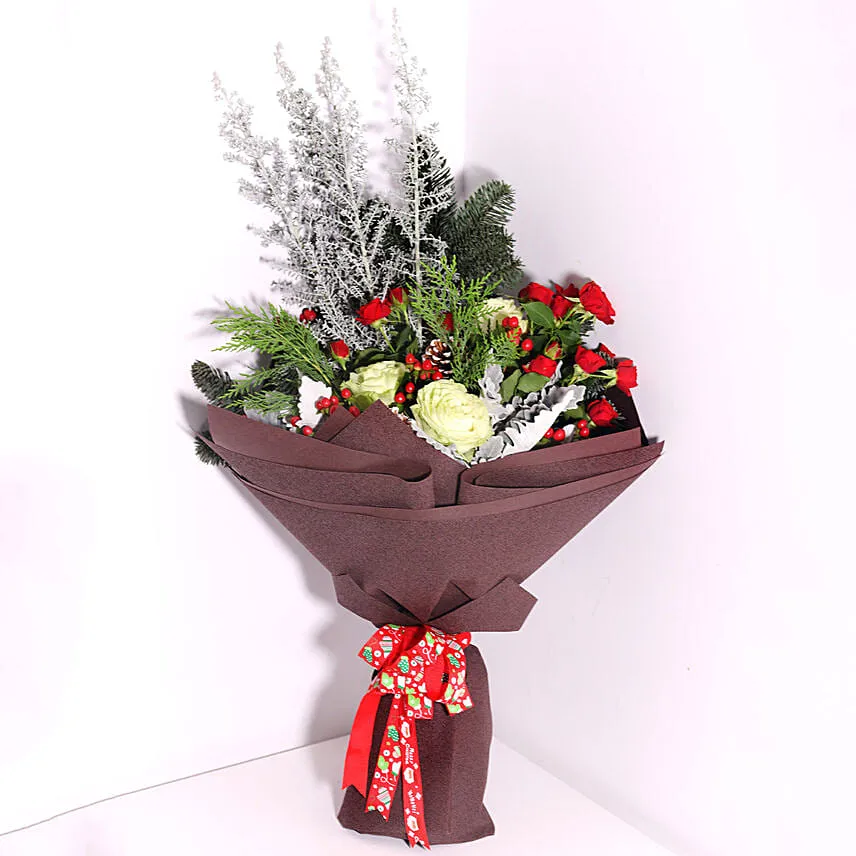 Red And White Flower Themed Bouquet