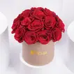 Elegant Valentine's Day Gift: 18 Red Roses in a Luxurious Pink Round Box