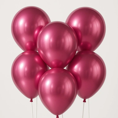 Elegant Pink Metallic Helium Balloons - Set of 6 for Stunning Decorations